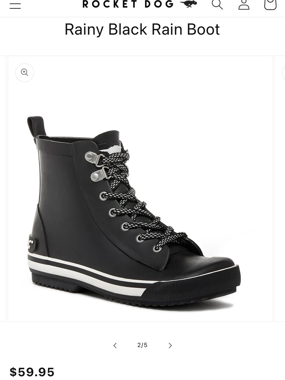 Rocket Dog Rainy Black Lace-Up Rain Boot
